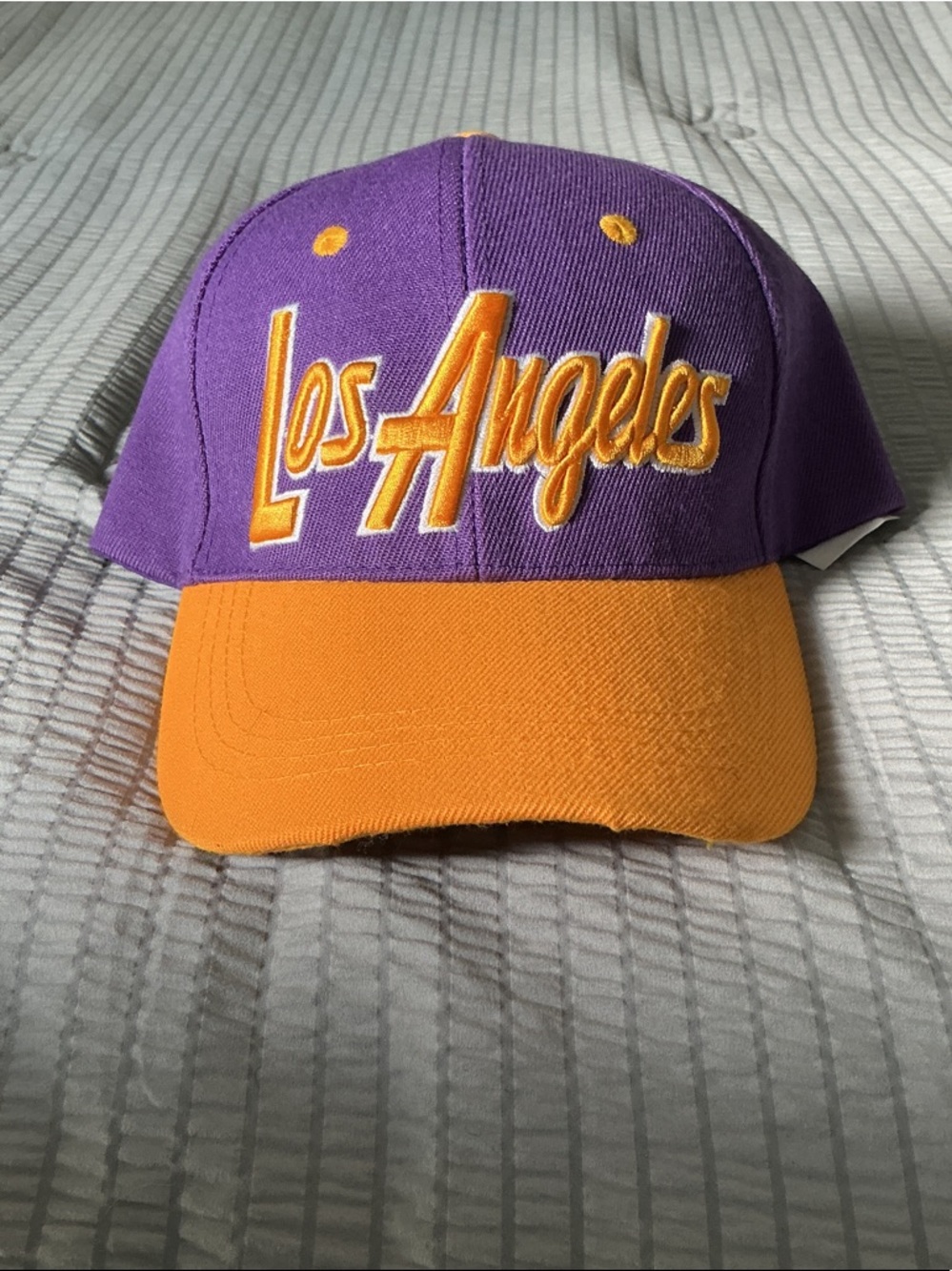 Los Angeles Script Two-Tone Purple & Gold Baseball Cap